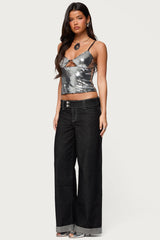 Rokko Cut Out Sequin Top
