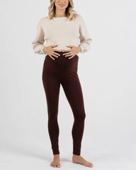Cotton Maternity Leggings In Chocolate Brown