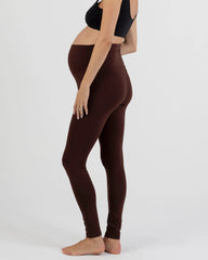 Cotton Maternity Leggings In Chocolate Brown