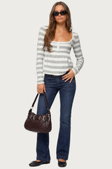 Lockie Striped Knit Babydoll Top