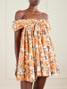 Off-the-shoulder gathered floral-print cotton-poplin mini dress