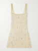 Pamela crystal-embellished beaded tulle mini dress