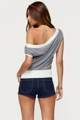 Lottey Striped Off Shoulder Knit Top