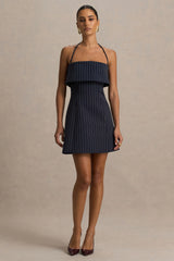Ember | Navy Pinstripe Square-Neck Mini Dress