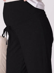 Maternity Cropped Yoga Pant in Plain Black