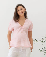 Brigitte Maternity Linen Blouse  - Pink