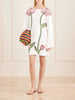 Flower embroidered linen mini dress