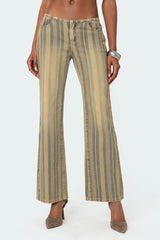 Eternity Pinstripe Low Rise Flared Jeans