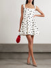 Maisie pleated polka-dot cotton-blend poplin mini dress