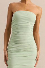 Merisse | Mint Bandeau Mini-Dress With Ruched-Detailing