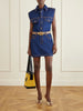 Paneled denim mini dress