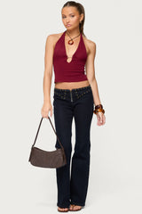 Missie Knitted Plunge Neck Halter Top