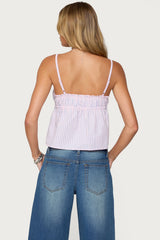 Avenly Striped Tie Front Babydoll Top