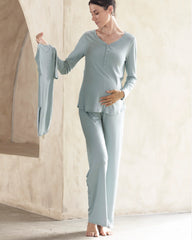 Amira 2-piece Maternity Sleepwear Set in Sea Mist