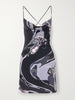 Printed satin-jersey mini dress