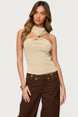 Nalia Gathered Ring Glitter Knit Top