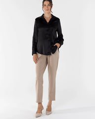 Amelia Black Maternity/ Nursing Satin Button Down Shirt