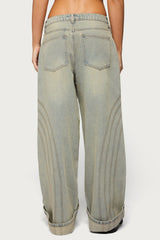 Cuffed Low Rise Baggy Jeans