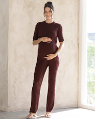 Alexis Side Split Maternity Top in Chocolate Truffle