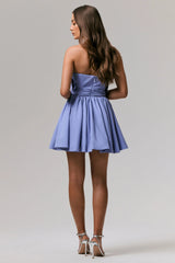 Distinguished | Powder Blue Asymmetric Ruffled Mini Dress