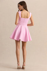 Katya | Light Pink Sweetheart-Neck Skater Mini Dress