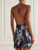 Printed satin-jersey mini dress