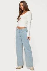 Pinstripe Low Rise Baggy Jeans