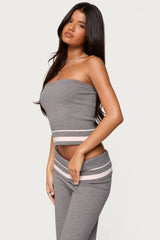 Kaliya Stripey Strapless Knit Top