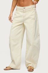 Gili Contrast Stich Low Rise Barrel Jeans