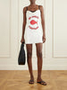 Evangeline lace-trimmed embellished silk mini dress