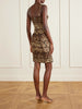 Leopard-print ruched silk-blend mini dress