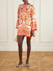 Pleated printed silk-twill mini dress