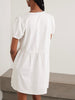 Pintucked tie-detailed organic cotton mini dress