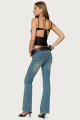 Strappy Sheer Mesh Cupped Top