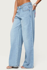 Mirra Embroidered Flower Low Rise Baggy Jeans
