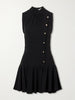 Button-embellished cady mini dress