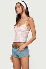 Raia Floral Striped Backless Top
