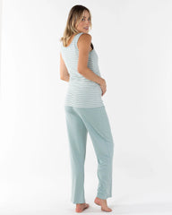 Abbie Maternity/Nursing Tank Top in Sage Stripe