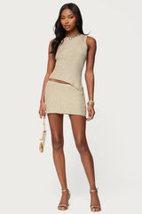 Goldy Asymmetric Metallic Knit Top