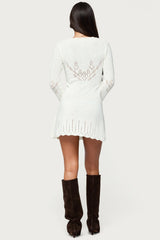 Shaia Pointelle Knit Mini Dress
