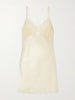 Lace-trimmed satin-satin mini dress