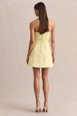 Natalie | Lemon Lace Bandeau Mini Dress