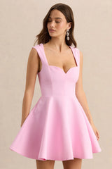 Katya | Light Pink Sweetheart-Neck Skater Mini Dress