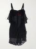 Cold Morning lace-trimmed sheer tulle mini dress