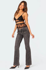 Tatum Washed Low Rise Flared Jeans