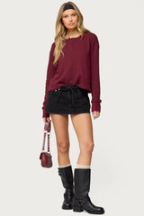 Deni Long Sleeve Henley Waffle Top