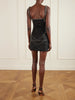 Crystal-embellished beaded mesh mini dress