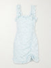 Bow-embellished floral-print silk-satin mini dress