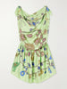 Knotted draped printed silk-twill mini dress