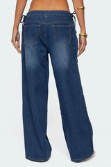 Katt Lace Up Low Rise Baggy Jeans